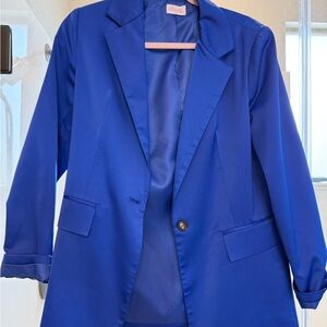 Pink Lily Blue Satin blazer